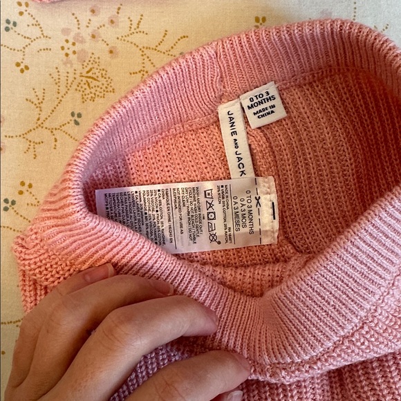 Janie and Jack Pink Knit Outfit with White Trim - Picture 5 of 6